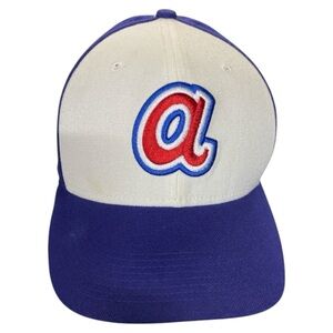 Atlanta Braves Retro A Logo Blue, Red and White Nike Hat Cap with Red Logo